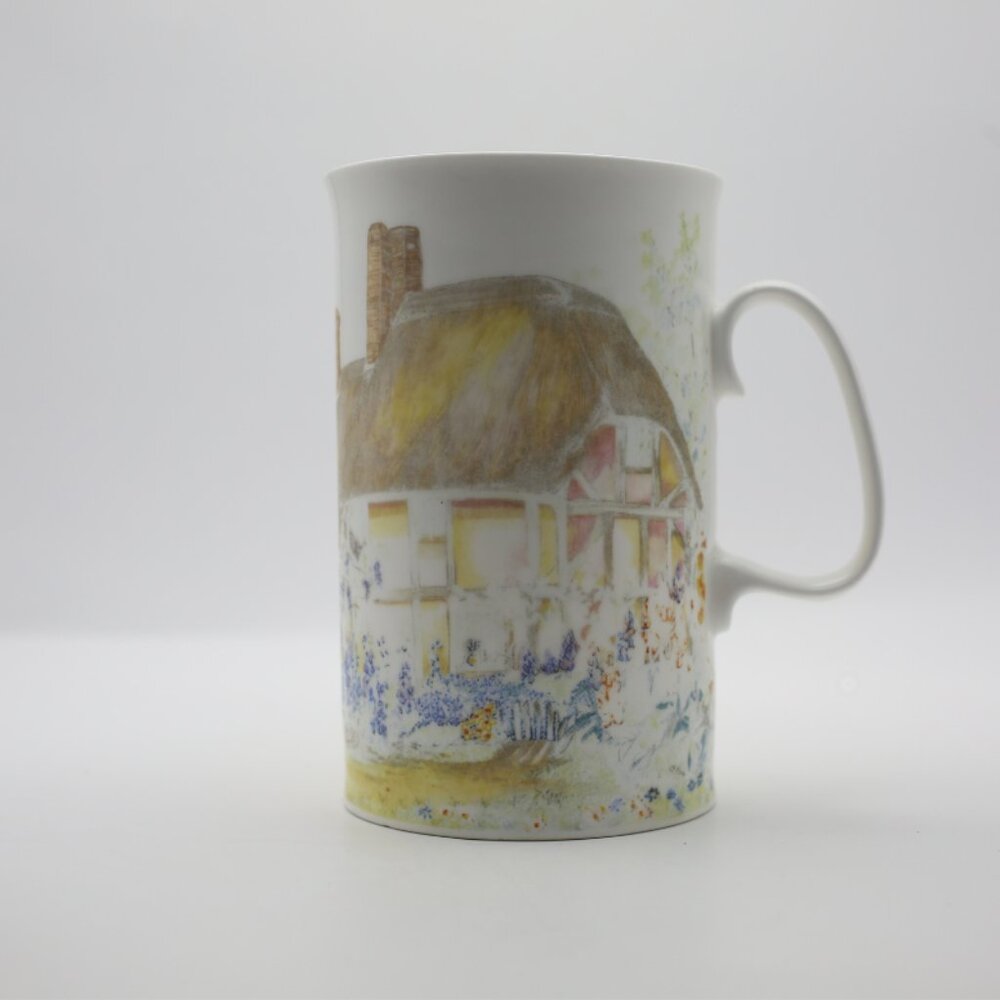 Vtg Dunoon Made in England Cottage Garden House Ducks White Mug
